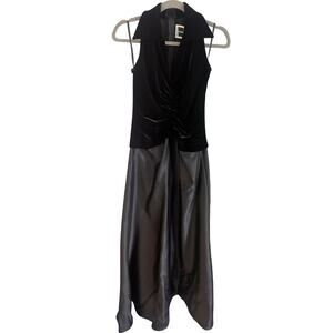Tadashi Womens Black Velvet Collared Sleeveless Dress 4